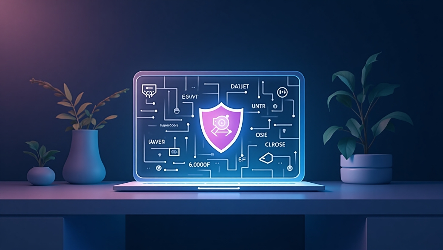 Meta déclare la guerre au contenu recyclé : son IA anti-copie va-t-elle tuer le repost ? Illustration d'une scène moderne représentant une plateforme vidéo stylisée avec des icônes de caméra, de clé ou de bouclier symbolisant la sécurité et la protection, intégrée à un filtre numérique abstrait évoquant l'intelligence artificielle, dans un style digital et professionnel. L’ambiance doit être sérieuse et futuriste, avec une palette de couleurs inspirée de la marque ReelsForger (#54387D, #3E408D, #3C579D, #47C0B4, #58A17B, #80D07E, #A5DA6F, #E1A65F, #EFCA5E, #EBE263), mettant en avant la lutte contre le contenu copié, tout en illustrant l’impact sur la création authentique, format carré.