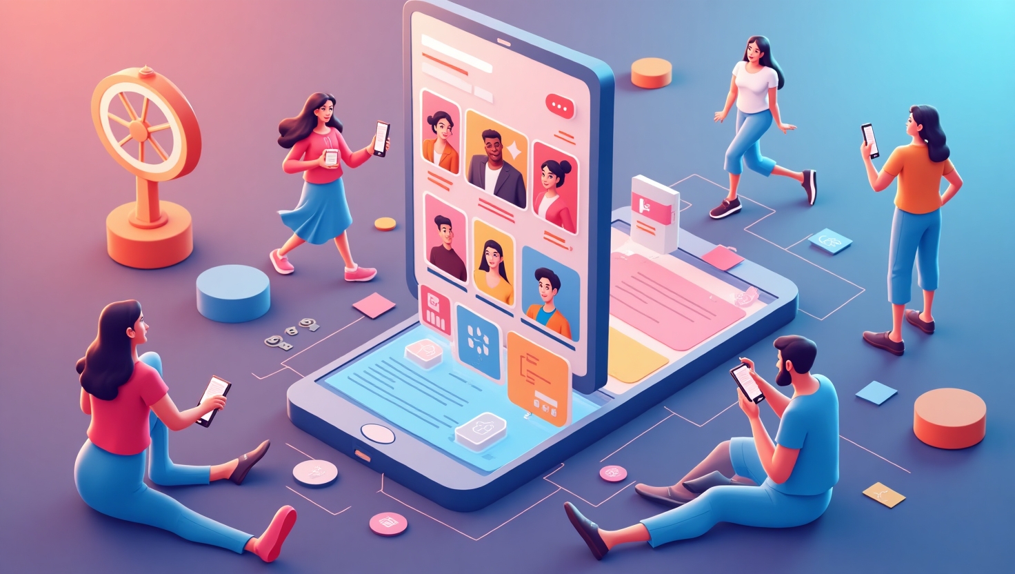 Instagram lance ses Avatars IA vidéo dans le monde entier : la révolution du storytelling commence Illustration moderne et dynamique représentant des avatars animés issus de l'intelligence artificielle flottant autour d'un smartphone affichant des Stories et Reels, avec des éléments créatifs interactifs, dans une ambiance innovante et inspirante. Style digital, coloré avec une palette inspirée des couleurs de la marque : #54387D, #3E408D, #3C579D, #47C0B4, #58A17B, #80D07E, #A5DA6F, #E1A65F, #EFCA5E, #EBE263. L'image doit évoquer la révolution du storytelling numérique, la personnalisation et l'engagement, tout en restant professionnelle et futuriste.