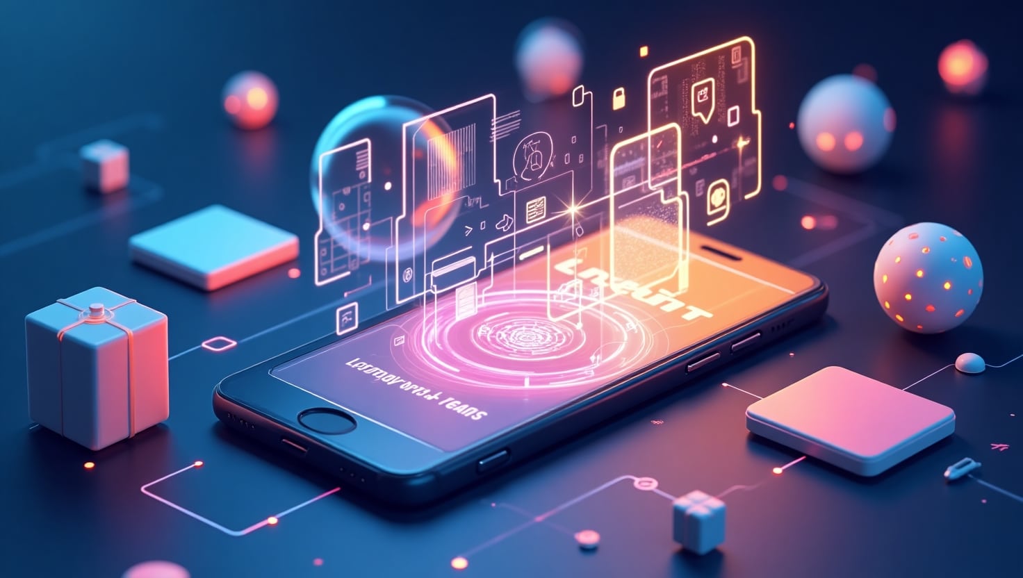 OpenAI dévoile Sora sur mobile : la génération vidéo IA disponible sur iOS et Android Illustration carrée en style numérique moderne représentant un smartphone avec un écran affichant une vidéo en train d’être générée par une interface IA, entouré d’éléments abstraits évoquant la créativité et la technologie, ambiance futuriste et innovante, palette ReelsForger (#54387D, #3E408D, #3C579D, #47C0B4, #58A17B, #80D07E, #A5DA6F, #E1A65F, #EFCA5E, #EBE263).