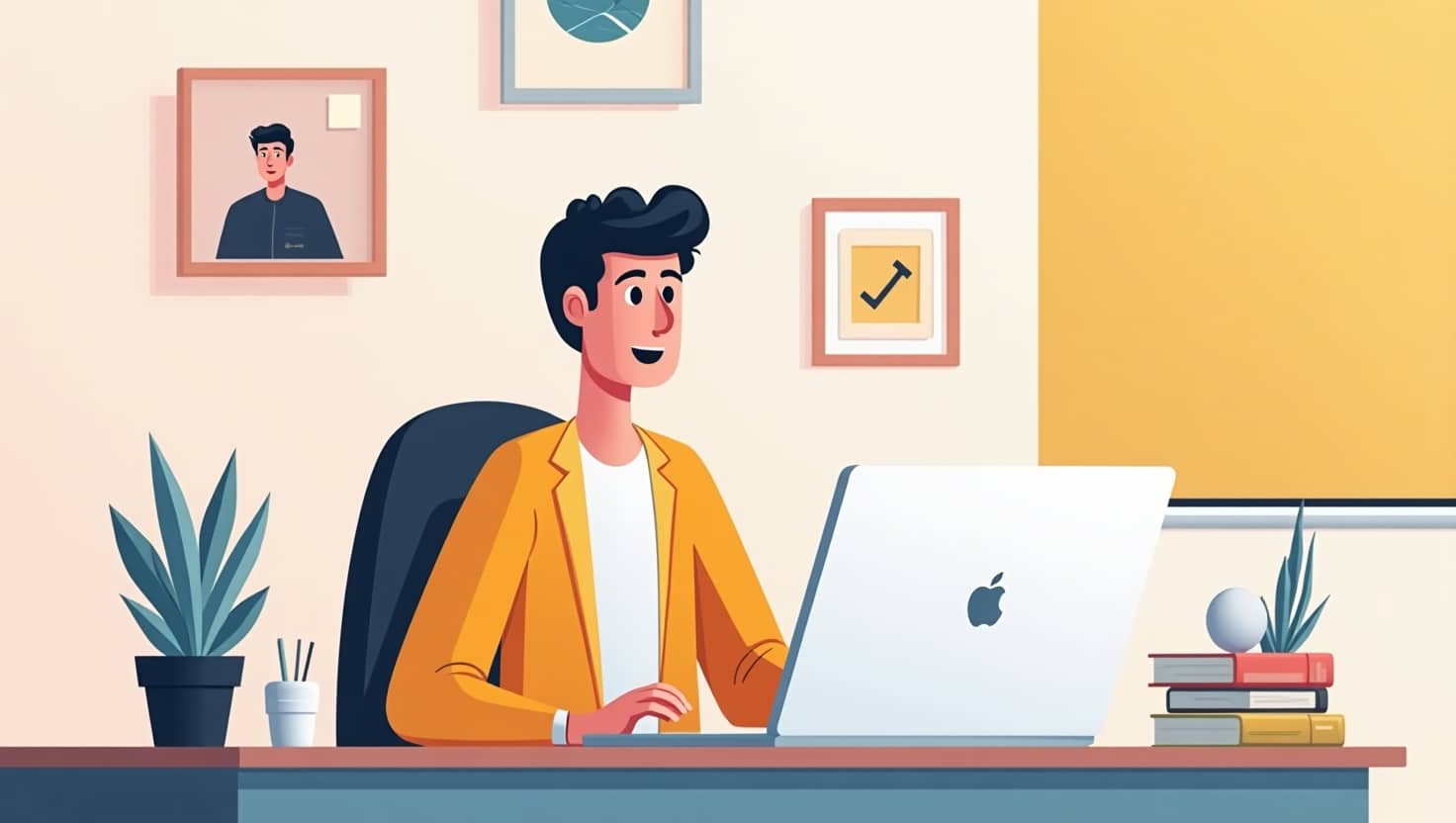 Comment transformer vos interviews en vidéos IA captivantes : guide pratique Illustration en flat design moderne représentant un professionnel ou un créateur derrière un ordinateur ou une tablette, transformant une interview audio ou vidéo en une vidéo verticale captivante à l'aide d'intelligence artificielle, avec des éléments visuels de sous-titres, d'illustrations générées par IA, et de graphiques dynamiques. L'ambiance doit être pédagogique et innovante, avec des touches de couleurs inspirées de la palette (#54387D, #3E408D, #3C579D, #47C0B4, #58A17B, #80D07E, #A5DA6F, #E1A65F, #EFCA5E, #EBE263). L’image doit évoquer simplicité, créativité et efficacité, dans un style clair et engageant, format carré.